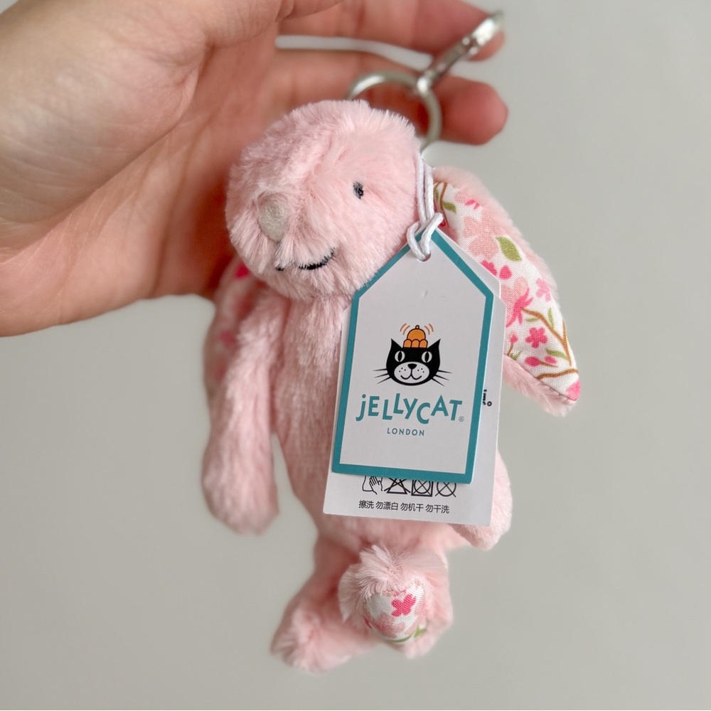 Jellycat Blossom Blush Pink Bunny Cherry Bag Charm NEW! Purse Keychain Easter